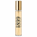 A clear cylindrical perfume or fragrance roller bottle filled with pale golden liquid, topped with a shiny gold cap. The bottle is printed with the text '1899 EXTRAIT RESERVE' in black.
