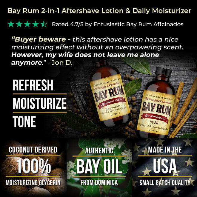 Bay Rum 2-in-1 Aftershave Lotion Daily Moisturizer Barberry Coast®