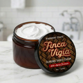 Jar of Finca Vigia supreme shave cream on a marble surface