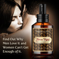 Woman smelling a man's neck with a bottle of Finca Vigia Eau de Perfume Cologne by Barberry Coast off to the side with the caption "Find out why men love it and women can't get enough of it." Formerly Ernest Hemingway Signature Collection by Hemingway Accoutrements