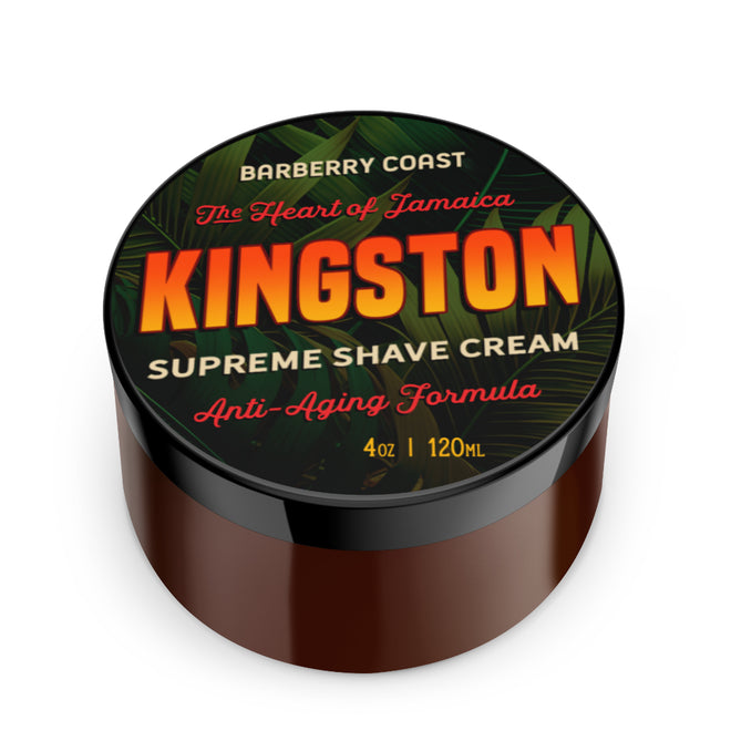 Barberry Coast Kingston Supreme Shave Cream jar on a white background