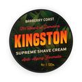 Barberry Coast Kingston Supreme Shave Cream container with tropical leaf design