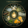 9 key ingredients with benefits infographic for Barberry Coast LX9 Age Defense Power Serum