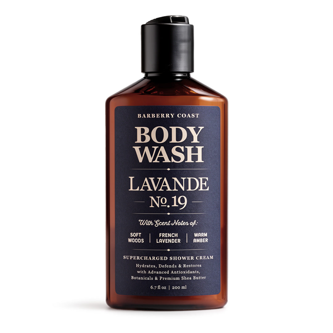 Barberry Coast Lavande No. 19 body wash bottle on a white background