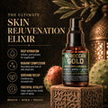 Moroccan Gold Prickly Pear Cactus Seed Oil by Barberry Coast in an amber colored glass bottle. The Ultimate skin rejuvenation elixir for anti-aging, protection, skin repair and deep nourishment. Benefits Explained - Deep hydration: Softens & hydrates for supple skin. Radiant complexion: Enriches with nutrients for a glowing look. Soothing relief: Eases skin conditions and sun damage. Youthful vitality: Stimulates cell renewal & reduces signs of aging.