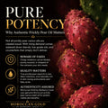 Prickly Pear Cactus Seed Oil Benefits graphic. Pure Potency - Ensuring the authenticity of Barberry Coast's Moroccan Gold Oil - Beware of fakes: Insist on Authentic Prickly Pear Oil - surging demand has led to a flood of counterfeits. Quality matters: Imitations dilute benefits and can damage your skin. Authenticity ensured: Moroccan Gold by Barberry Coast offers the true, potent benefits. Premium assurance: Genuine prickly pear cactus oil reflects in its premium quality & effectiveness.