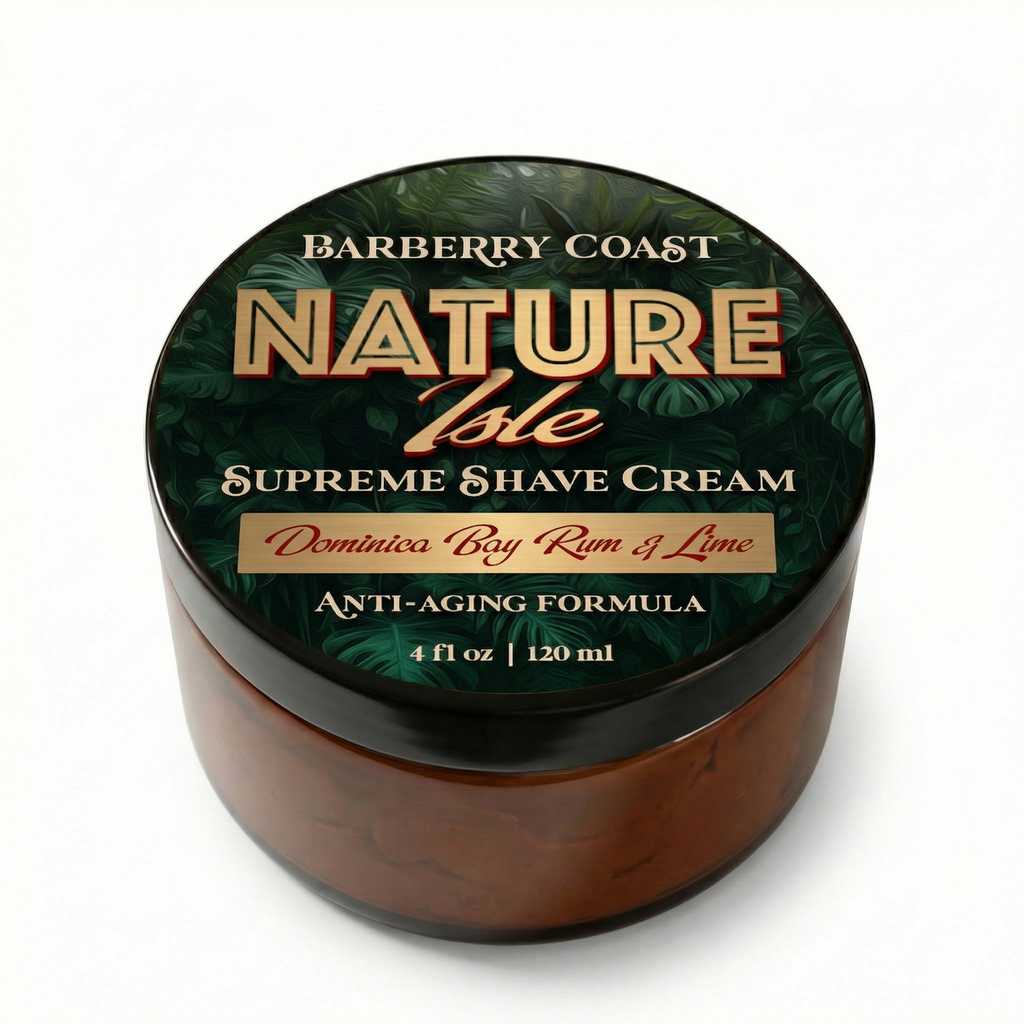Barberry Coast Nature Isle Supreme Shave Cream jar on a white background