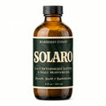 Brown bottle of Solaro 2-in-1 aftershave lotion and daily moisturizer with a black cap on a white background.