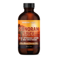 Brown bottle of Sonoran Spice 2-in-1 aftershave lotion and daily moisturizer with a label on a white background.