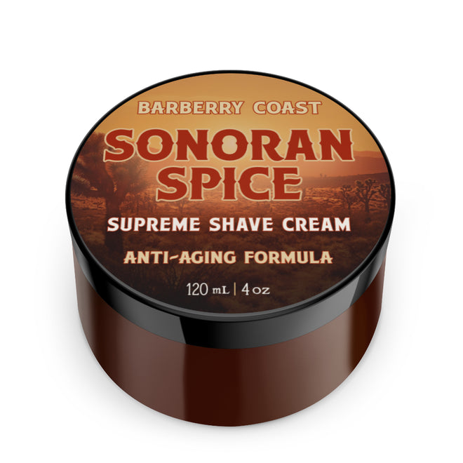 Barberry Coast Sonoran Spice Supreme Shave Cream container on a white background