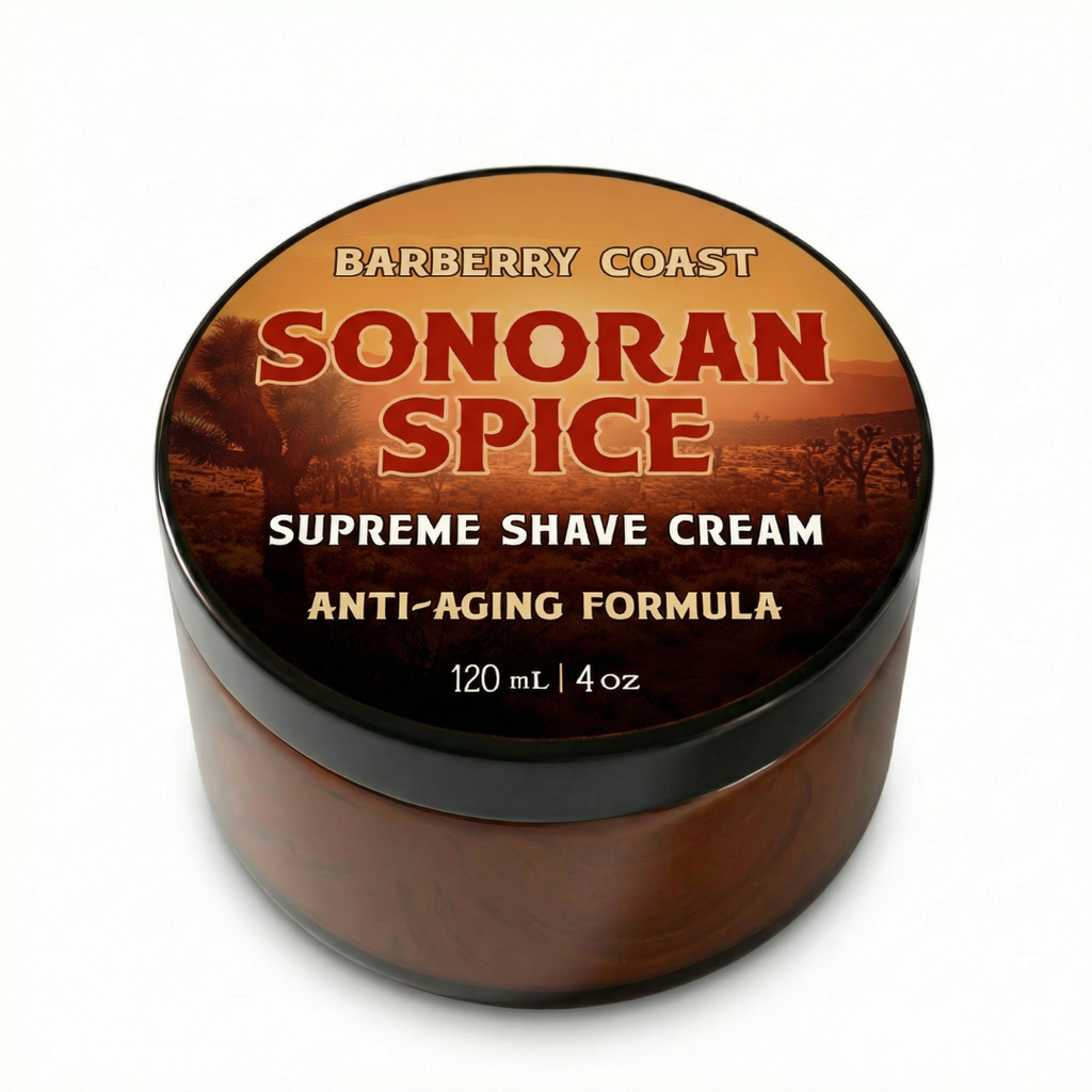 Barberry Coast Sonoran Spice Supreme Shave Cream container on a white background