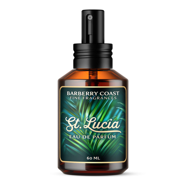 Barberry Coast St. Lucia Eau de Parfum cologne 60ml 2oz in Amber colored glass bottle with black spray atomizer