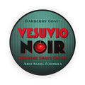 Barberry Coast Vesuvio Noir Supreme Shave Cream container with cherry graphic on a green background