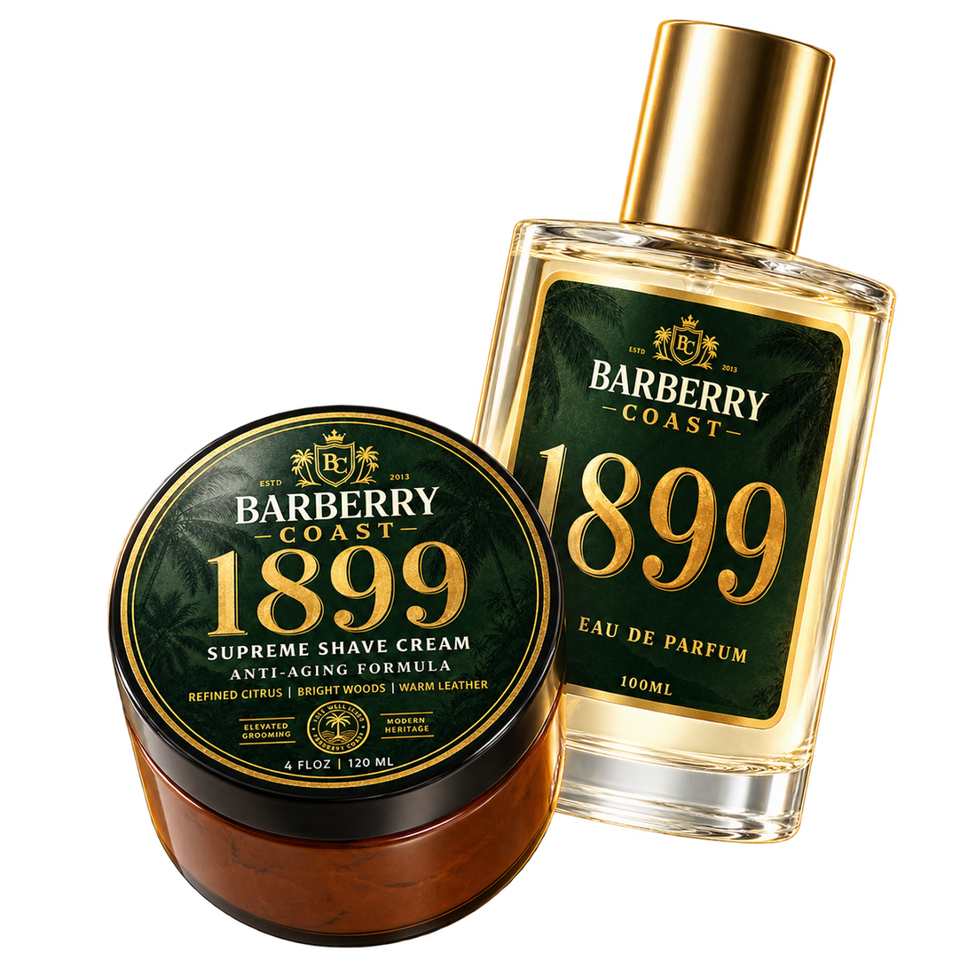 1899 Eau de Parfum and Supreme Shave Cream floating together