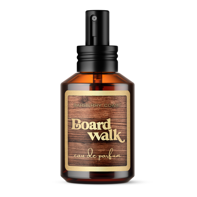 Barberry Coast Boardwalk Eau de Parfum Cologne. Standard 2oz 60ml amber bottle with atomizer sprayer cap.