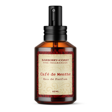 Barberry Coast Café de Menthe Eau de Parfum Cologne (EDP). Standard 2oz amber bottle with an atomizer sprayer cap.